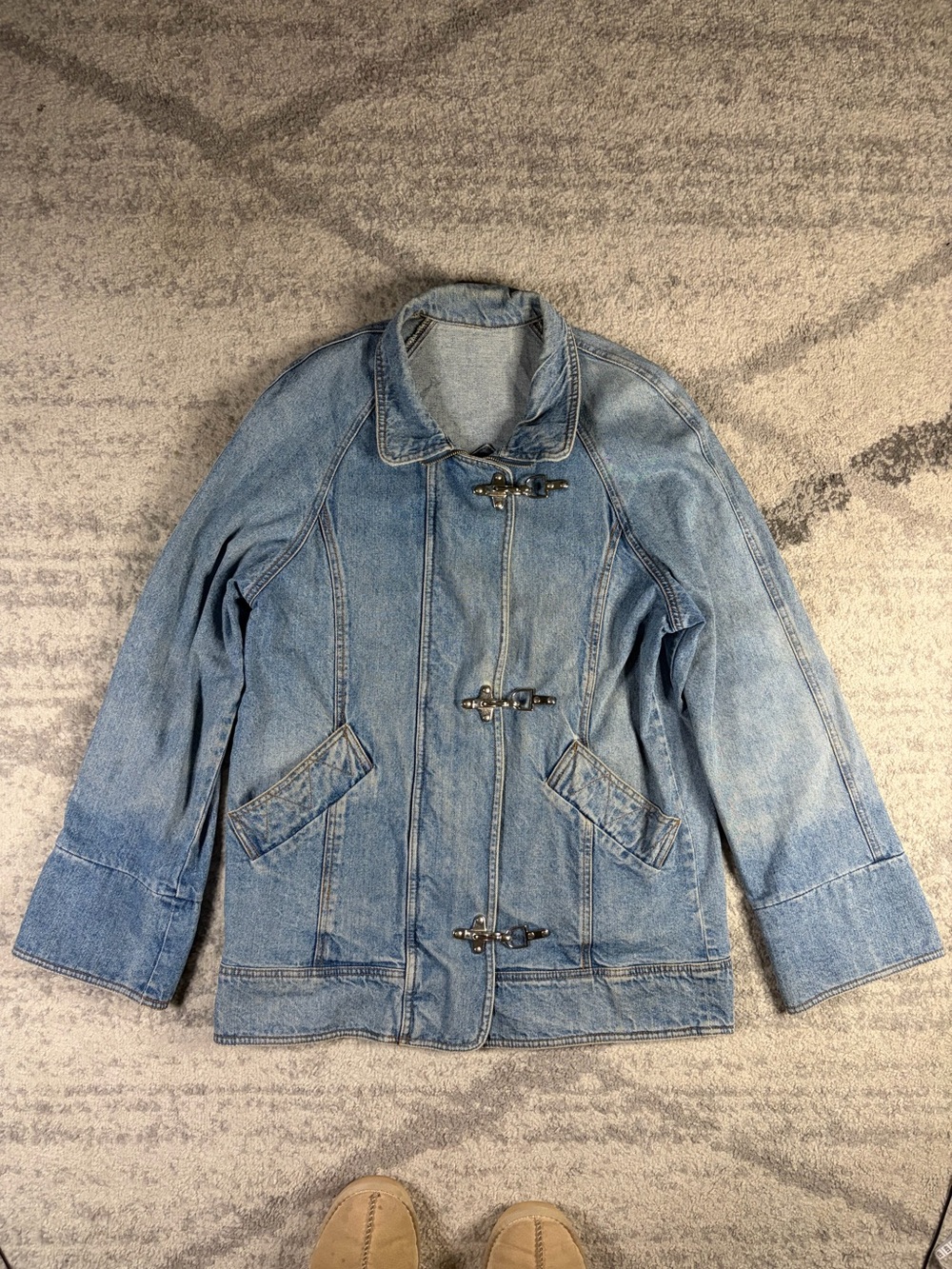 BMI Denim Vintage Y2K Light Wash Toggle Clasp Denim Jacket Size P/S